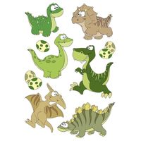 9x Dinosaurussen met wiebeloogjes stickertjes voor kinderen - thumbnail