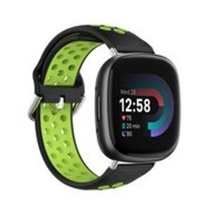 Fitbit Versa 3 & 4 / Sense 1 & 2 - Sport editie - Large - Zwart + groen