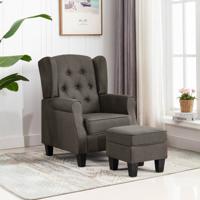 Fauteuil met voetenbankje stof taupe
