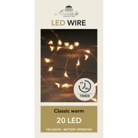 Draadverlichting lichtsnoer - 20 led lampjes - koper draad - warm wit licht - 100 cm