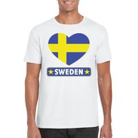 Zweden hart vlag t-shirt wit heren