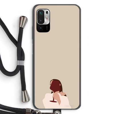 I drink wine: Xiaomi Redmi Note 10 5G Transparant Hoesje met koord