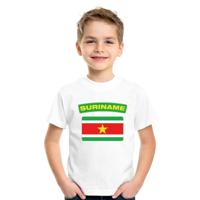 Supporters kleding - t-shirt van vlag Suriname - wit - voor kinderen - korte mouwen - sport