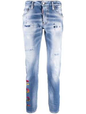 DSQUARED2 jean slim à imprimé Icon - Bleu
