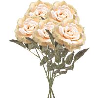 Kunstbloem roos Pascal - 5x - wit - 65 cm - decoratie bloemen