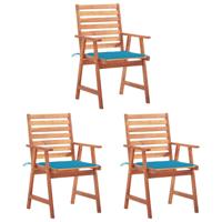 Tuinstoelen 3 st met kussens massief acaciahout
