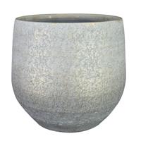 Ter Steege Plantenpot - keramiek - metallic zilvergrijs - D32/H30 cm   - - thumbnail