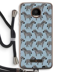 Zebra: Motorola Moto Z Force Transparant Hoesje met koord