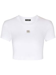 Dolce & Gabbana t-shirt crop à logo brodé - Blanc