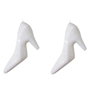 2x Kersthangers witte hakken/pumps 10 cm kerstboomversiering