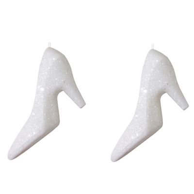 2x Kersthangers witte hakken/pumps 10 cm kerstboomversiering