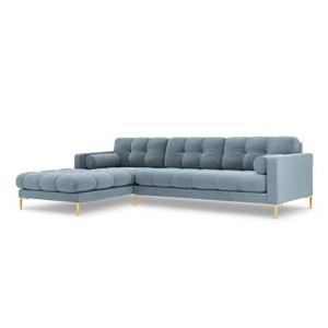 Cosmopolitan Design Bali Hoekbank met Chaise Longue Links - Lichtblauw / Goud