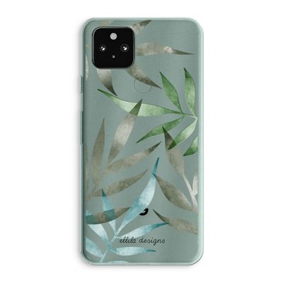 Tropical watercolor leaves: Google Pixel 5a 5G Transparant Hoesje