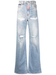 Philipp Plein jean à finitions effilochées - Bleu