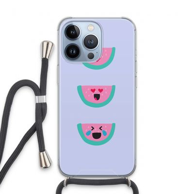 Smiley watermeloen: iPhone 13 Pro Transparant Hoesje met koord