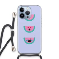 Smiley watermeloen: iPhone 13 Pro Transparant Hoesje met koord