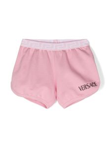 Versace Kids short à logo strassé - Rose