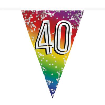 Boland Vlaggenlijn 40 jaar - 6 meter - glitter folie - slinger - 40e verjaardag versiering