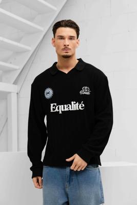 Equalité Ash Knit Longsleeve Polo Heren Zwart - Maat XL - Kleur: Zwart | Soccerfanshop