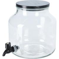 Drank dispenser Beverages Tap - 5.2 Liter - transparant glas/metaal - tapkraan/deksel - water/sap