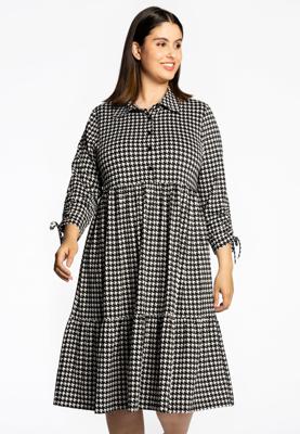 Yoek Jurk pied de poule | Zwart | Maat 58/60