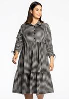 Yoek Jurk pied de poule | Zwart | Maat 50/52