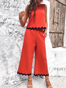 Color Block Casual Two-Piece Set