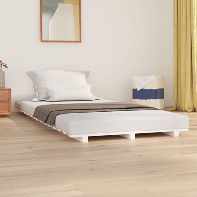 Bedframe massief grenenhout wit 100x200 cm