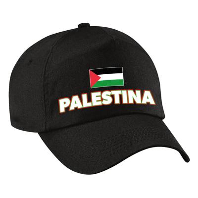 Verkleed feest pet - zwart - Palestina - vlag/landen thema - zonneklep pet