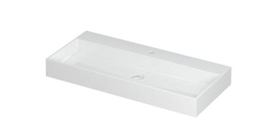 Wastafel United Porselein met 1 kraangat incl. porseleinen click plug en verborgen overloop systeem 100 cm x 45 cm x 11 cm Glans wit 0206071