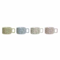 Set van koffiekopjes DKD Home Decor Blauw Groen Roze Metaal Dolomite 260 ml (4 Onderdelen)