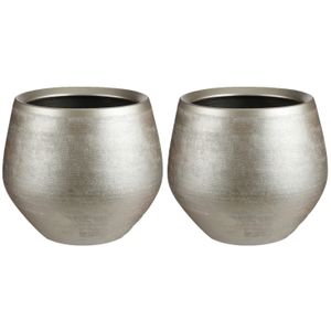 Set van 2x stuks bloempotten goud keramiek voor kamerplant H28 x D33 cm