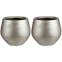Set van 2x stuks bloempotten goud keramiek voor kamerplant H28 x D33 cm