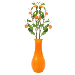 Kunstbloem citrusfruit tak mandarijn/clementine - 2x - 80 cm - oranje - losse steel - Kunst zijdeblo