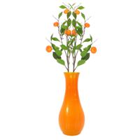 Kunstbloem citrusfruit tak mandarijn/clementine - 2x - 80 cm - oranje - losse steel - Kunst zijdeblo