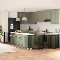 Hondenhek inklapbaar 8 panelen 640 cm populierenhout zwart