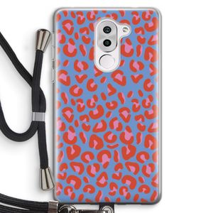 Leopard blue: Honor 6X Transparant Hoesje met koord