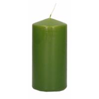 Cilinderkaars/stompkaars - olijfgroen - 6 x 12 cm - 40 branduren