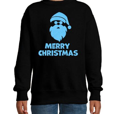 Kersttrui/sweater voor jongens/meisjes?- Merry Christmas?- zwart?- glitter blauw