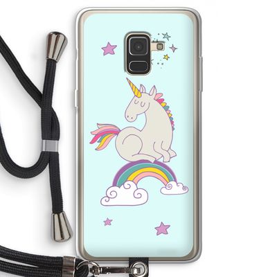 Regenboog eenhoorn: Samsung Galaxy A8 (2018) Transparant Hoesje met koord