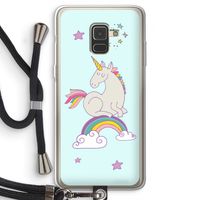 Regenboog eenhoorn: Samsung Galaxy A8 (2018) Transparant Hoesje met koord