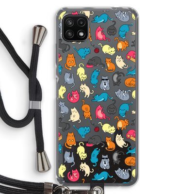 Kleurrijke katten: Samsung Galaxy A22 5G Transparant Hoesje met koord