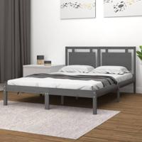 Bedframe massief hout grijs 200x200 cm