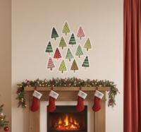 Kerst sticker waterverf kerstboom
