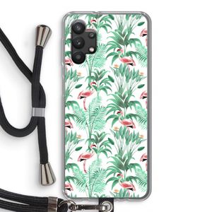 Flamingo bladeren: Samsung Galaxy A32 5G Transparant Hoesje met koord