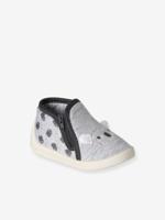 Canvas sloffen met rits voor baby's grijs, bedrukt