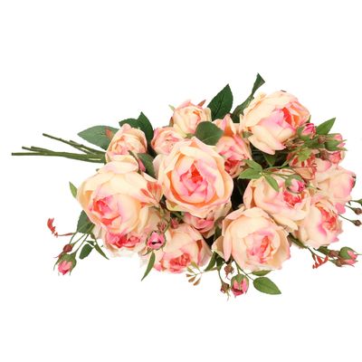 Kunstbloemen boeket roos Ariana - 8x - roze - 73 cm - kunststof steel - decoratie bloemen