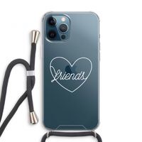 Friends heart pastel: iPhone 12 Pro Transparant Hoesje met koord