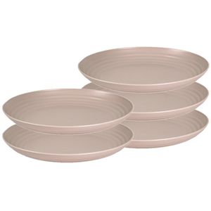 10x stuks rond kunststof borden mokka bruin 25 cm