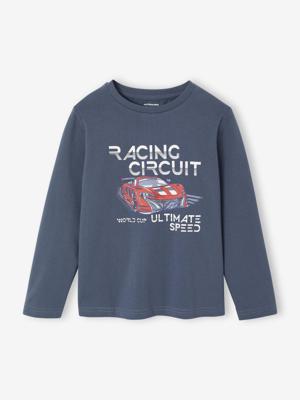 Jongens-T-shirt met ludiek patroon leigrijs